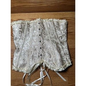 Women's Size 1XL Sexy White Laceup Body Shaper Corset by Top Melon